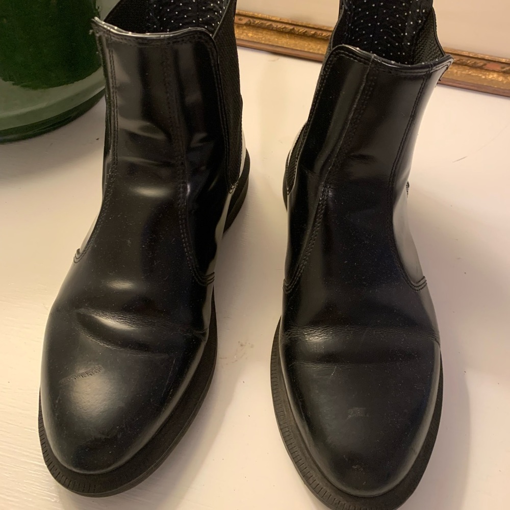 Dr. Martens “Flora” boot.  Black leather Chelsea style boot size 8 fits like 8.5
